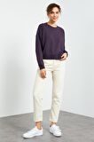 Mor Basic Rahat Form O Yaka Kadın Sweatshirt - 97114 | XL