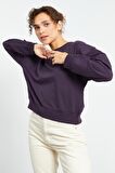 Mor Basic Rahat Form O Yaka Kadın Sweatshirt - 97114 | XL
