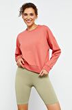Pudra Basic Rahat Form O Yaka Kadın Sweatshirt - 97114 | XXL