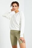 Ekru Basic Rahat Form O Yaka Kadın Sweatshirt - 97114 | XXL