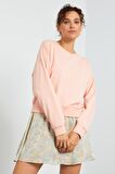 Pembe Basic Rahat Form O Yaka Kadın Sweatshirt - 97114 | XXL
