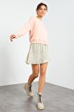 Pembe Basic Rahat Form O Yaka Kadın Sweatshirt - 97114 | XXL