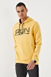 Hardal Yazı Nakışlı Standart Kalıp Kapüşonlu Erkek Sweatshirt - 87887 | XL