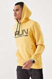 Hardal Yazı Nakışlı Standart Kalıp Kapüşonlu Erkek Sweatshirt - 87887 | XL