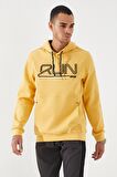 Hardal Yazı Nakışlı Standart Kalıp Kapüşonlu Erkek Sweatshirt - 87887 | XXL