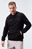 Siyah Kanguru Cep Standart Kalıp Kapüşonlu Erkek Sweatshirt - 87883 | XXL