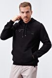 Siyah Kanguru Cep Standart Kalıp Kapüşonlu Erkek Sweatshirt - 87883 | XXL