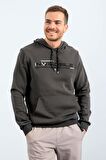 Haki Kanguru Cep Standart Kalıp Kapüşonlu Erkek Sweatshirt - 87883 | S