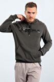 Haki Kanguru Cep Standart Kalıp Kapüşonlu Erkek Sweatshirt - 87883 | S