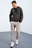 Haki Kanguru Cep Standart Kalıp Kapüşonlu Erkek Sweatshirt - 87883 | S