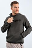 Haki Kanguru Cep Standart Kalıp Kapüşonlu Erkek Sweatshirt - 87883 | S
