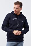 Lacivert Kanguru Cep Standart Kalıp Kapüşonlu Erkek Sweatshirt - 87883 | XXL