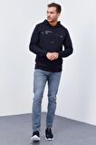 Lacivert Kanguru Cep Standart Kalıp Kapüşonlu Erkek Sweatshirt - 87883 | XXL