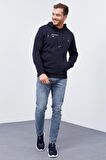 Lacivert Kanguru Cep Standart Kalıp Kapüşonlu Erkek Sweatshirt - 87883 | XXL