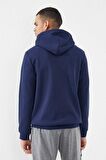 İndigo Kanguru Cep Standart Kalıp Kapüşonlu Erkek Sweatshirt - 87883 | S