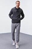 Antrasit Melanj Kanguru Cep Standart Kalıp Kapüşonlu Erkek Sweatshirt - 87883 | XXL
