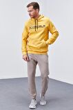 Hardal Kanguru Cep Standart Kalıp Kapüşonlu Erkek Sweatshirt - 87883 | XXL