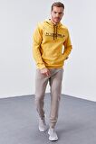 Hardal Kanguru Cep Standart Kalıp Kapüşonlu Erkek Sweatshirt - 87883 | XXL
