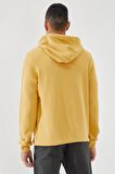 Hardal Geometrik Baskılı Standart Kalıp Kapüşonlu Erkek Sweatshirt - 87870 | XXL