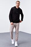 Siyah Kanguru Cep Standart Kalıp Kapüşonlu Erkek Sweatshirt - 87872 | S