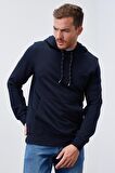 Lacivert Kanguru Cep Standart Kalıp Kapüşonlu Erkek Sweatshirt - 87872 | XL