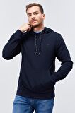 Lacivert Kanguru Cep Standart Kalıp Kapüşonlu Erkek Sweatshirt - 87872 | XL