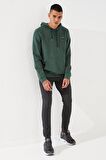 Yeşil Kanguru Cep Standart Kalıp Kapüşonlu Erkek Sweatshirt - 87872 | S