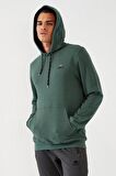 Yeşil Kanguru Cep Standart Kalıp Kapüşonlu Erkek Sweatshirt - 87872 | S