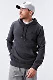 Antrasit Melanj Kanguru Cep Standart Kalıp Kapüşonlu Erkek Sweatshirt - 87872 | M