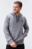 Gri Melanj Kanguru Cep Standart Kalıp Kapüşonlu Erkek Sweatshirt - 87872 | XXL