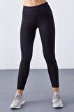 Siyah Yüksek Bel Termal Slim Fit Dar Paça Kadın Tayt - 94577 | L