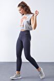 Antrasit Yüksek Bel Termal Slim Fit Dar Paça Kadın Tayt - 94577 | M