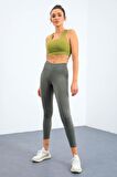 Çağla Yüksek Bel Termal Slim Fit Dar Paça Kadın Tayt - 94577 | S