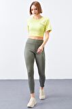 Çağla Yüksek Bel Toparlayıcı Slim Fit Dar Paça Kadın Tayt  - 94568 | M