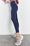 İndigo Yüksek Bel Streç Slim Fit Dar Paça Kadın Tayt - 94545 | M