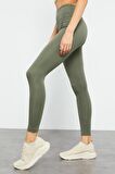 Çağla Yüksek Bel Streç Slim Fit Dar Paça Kadın Tayt - 94545 | M