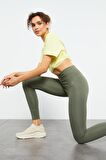 Çağla Yüksek Bel Streç Slim Fit Dar Paça Kadın Tayt - 94545 | M