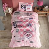 Clasy Ranforce Yatak Örtüsü Tek Kişilik Denim V1 Pembe