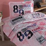 Clasy Ranforce Yatak Örtüsü Tek Kişilik Denim V1 Pembe