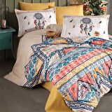 Clasy Ranforce Nevresim Takımı Çift Kişilik Boho V1 Bej