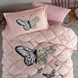 Clasy Ranforce %100 Pamuk Tek Kişilik Yorgan Seti Daisy Love V2 Somon
