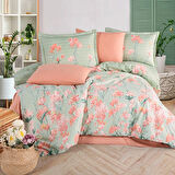 Clasy Ranforce %100 Pamuk Çift Kişilik Nevresim Takımı Nivora V1 Pudra