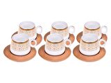 Bambum Ottoman 6 Kişilik Kahve Takımı Altın Desenli B0174
