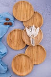 Emmy - 6 Parça Bambu Pasta Tatlı Kahvaltı Tabağı Seti