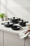 Bernardo Mayasa 7 Parça Seramik Tencere Seti Siyah