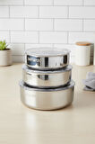Bernardo Stelo 3'lü Çelik Saklama Kabı ( 16-18-20 cm ) 6 Parça