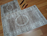 2Lİ BANYO SETİ BASKILI VERSACE KAHVE