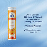 One Up Üçlü Etki C Vitamini + Çinko + D Vitamini 15 Efervesan Tablet - PORTAKAL