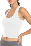 Liona Kadın Beyaz Renk U Yaka Yüzücü Sırtlı Crop Top Büstiyer