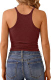 Liona Kadın İp Askılı Yüzücü Sırt Melanj Bordo Renk Crop Atlet Bluz